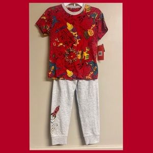 CRAYOLA DINOSAUR PAJAMA SET. Two piece boys size 7.